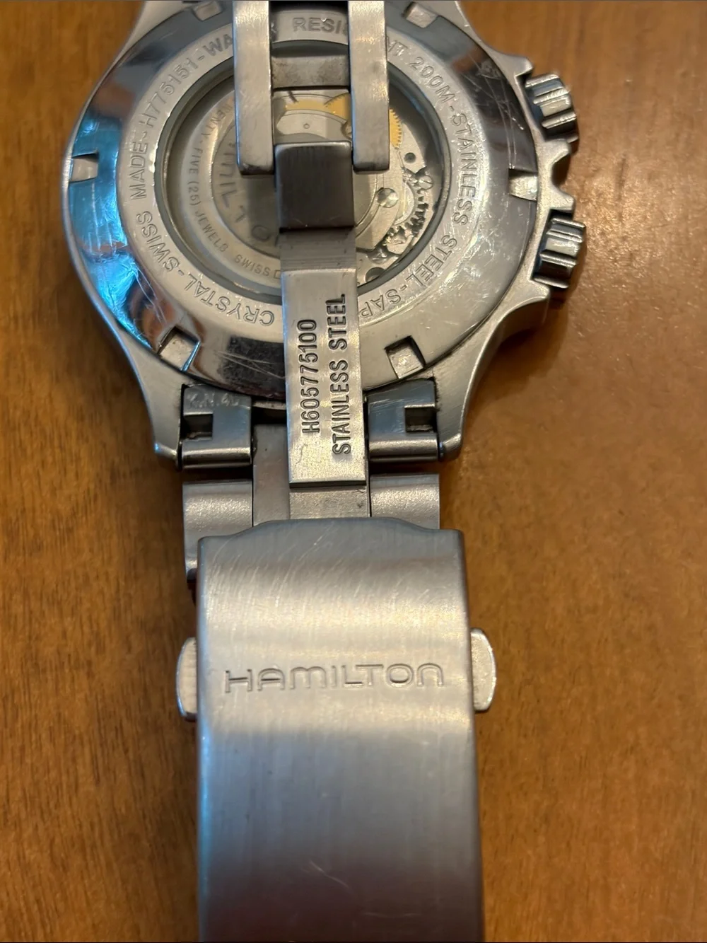 Hamilton Stainless Steel Watch with Deep Blue Dial